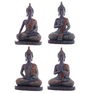 Buddha BUD276A siddende kobberfarvet med mønster polyresin h:31cm - Se Buddha figurer